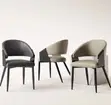 Modern Upholstered Leather Dining Chairs masu masu Curved Armrests - 2