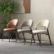 Modern Upholstered Leather Dining Chairs masu masu Curved Armrests - 3