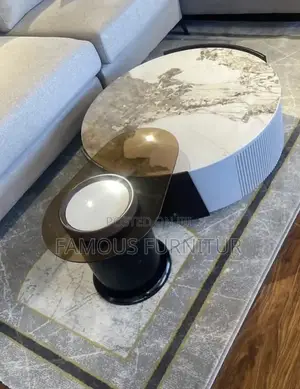 Modern 2-in-1 Round Marble-Top Center Table with Drawer