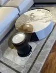 Modern 2-in-1 Round Marble-Top Center Table with Drawer - 1