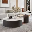 Modern 2-in-1 Round Marble-Top Center Table with Drawer - 2
