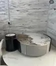 Modern 2-in-1 Round Marble-Top Center Table with Drawer - 3