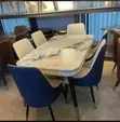 Modern 6-Seater Rectangular Dining Set with White Marble Top - 2