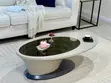 Modern Minimalist Oval Coffee Table with Dark Glass - 2