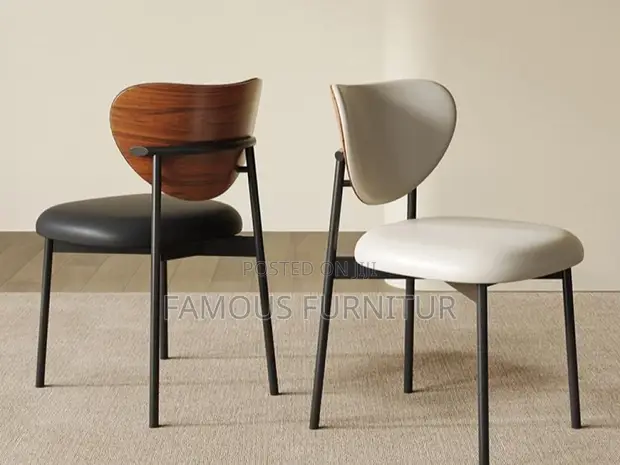 Modern Minimalist Dining Chairs with Curved Wooden Backrests - 1