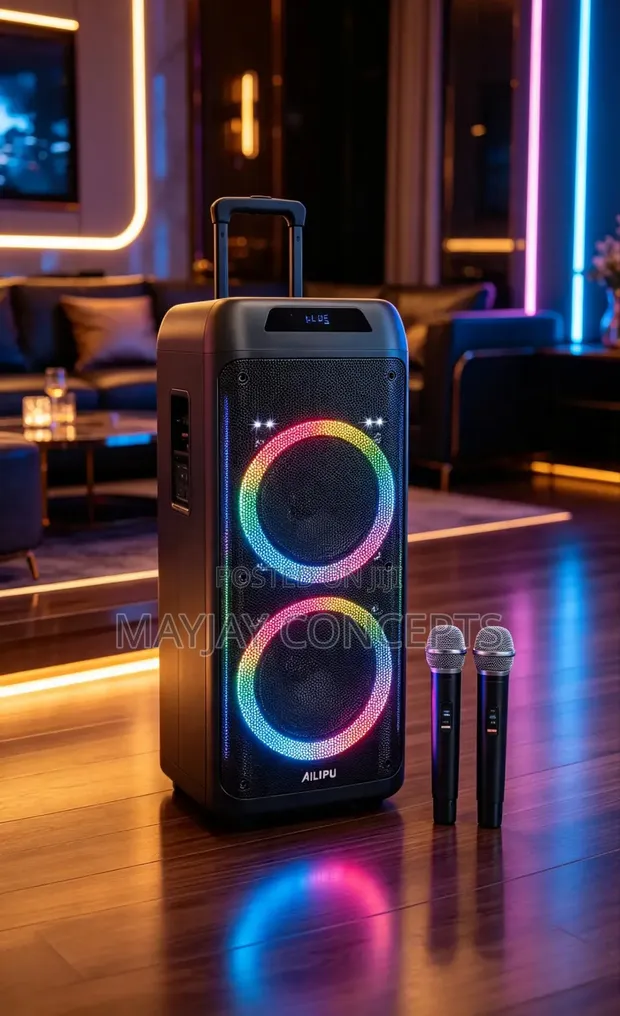 AILIPU SP-3121D Dual 10-Inch Rechargeable Speaker with 2 Wireless Mics - 1