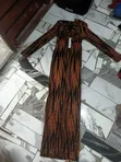 Beautiful Brown & Black Long Sleeve Bodycon Dress - 1