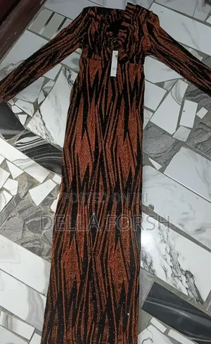 Beautiful Brown & Black Long Sleeve Bodycon Dress