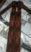 Beautiful Brown & Black Long Sleeve Bodycon Dress - 2