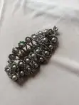Silver Pearl and Stone Bead Spiral Necklace and Bracelet Set - 1