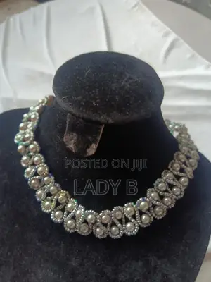 Silver Pearl and Stone Bead Spiral Necklace and Bracelet Set
