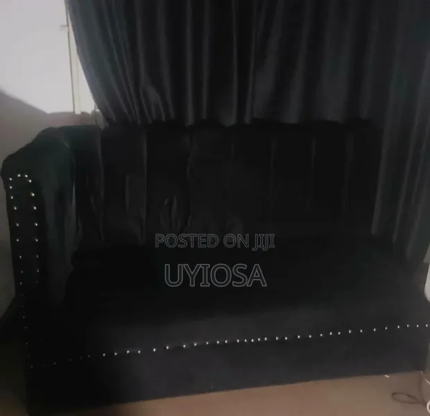 Luxury Black Upholstered Armchair with Golden Legs - 1