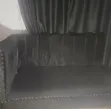 Luxury Black Upholstered Armchair with Golden Legs - 2