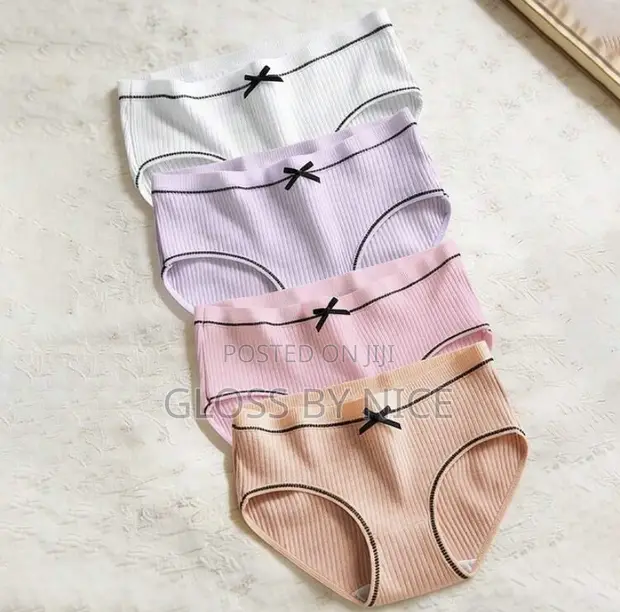 4pcs Pack Women's Ribbed Comfortable Triangle Panties - 1
