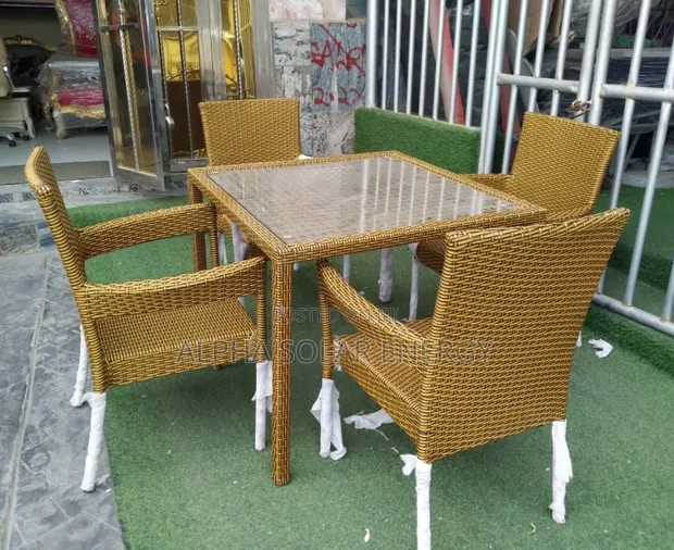 4-Gurbin Zinariya & Brown Synthetic Rattan Outdoor Dining Set - 1