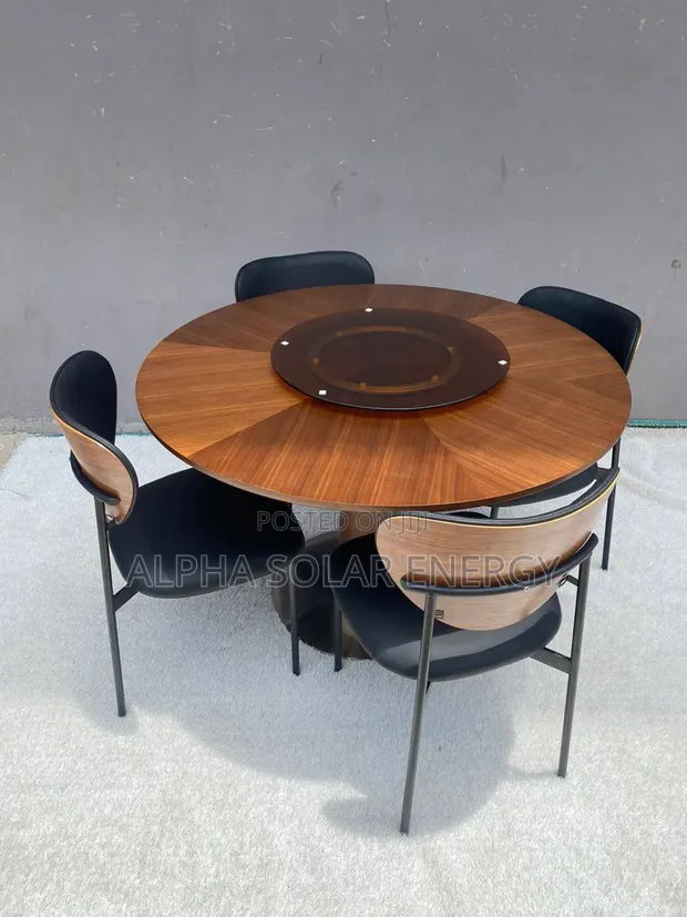Modern 4-Seater Round Wooden Dining Set - 1