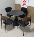 Modern Black 4-Seater Round Dining Set - 1