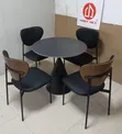 Modern Black 4-Seater Round Dining Set - 2