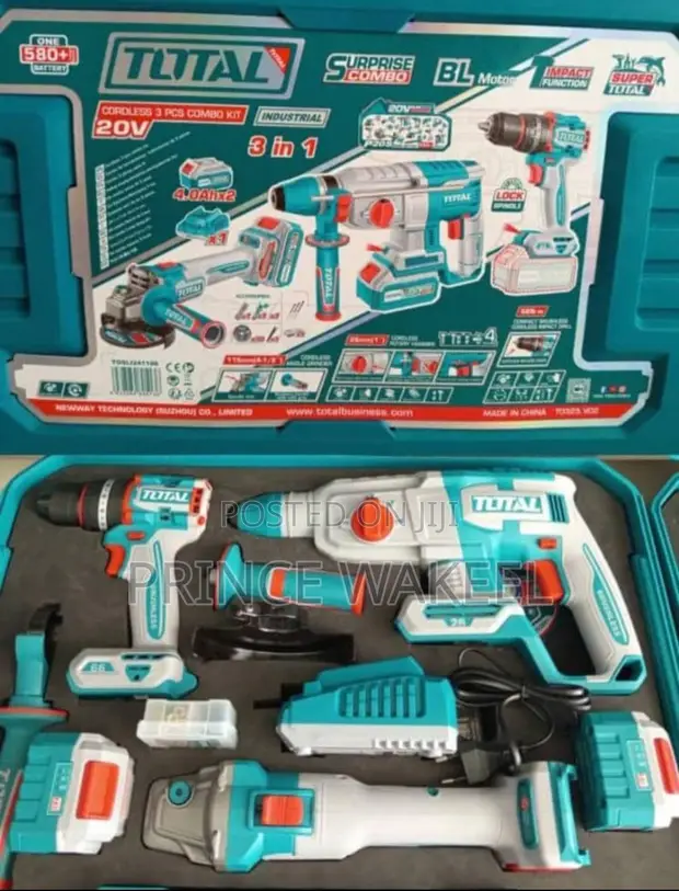 Total 3-in-1 Combo Kit: Angle Grinder, Drill/Driver, Rotary Hammer - 1