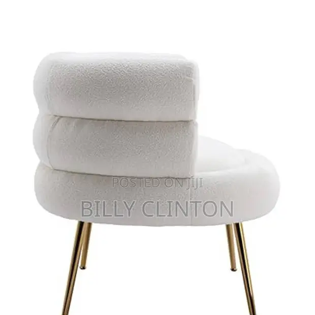 Modern White Bouclé Accent Chair - 1