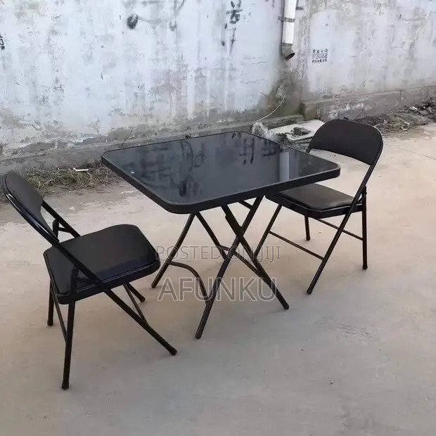 Modern Glass Foldable Table and Chair Set - 1