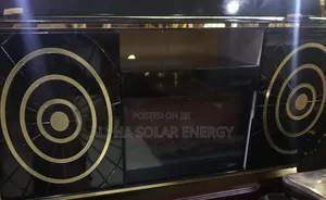 Black & Gold Decorative TV Console with Electric Fireplace