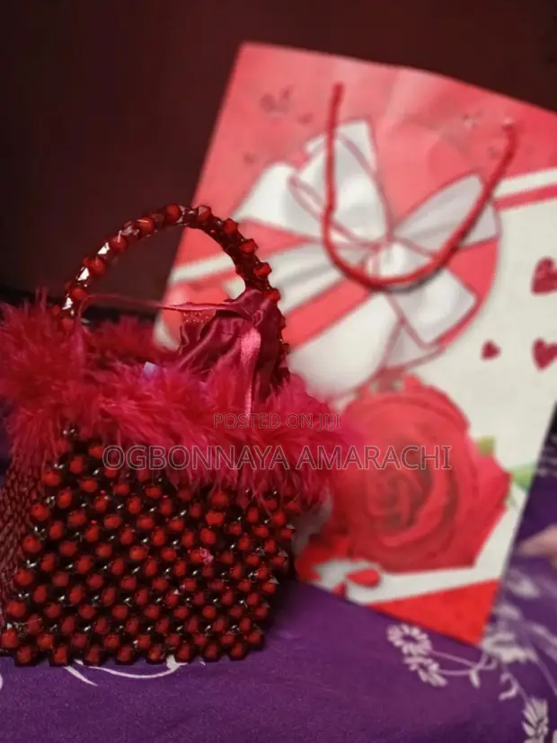 Beaded Handbag - Wine Colour - 1