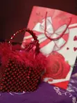 Beaded Handbag - Wine Colour - 1