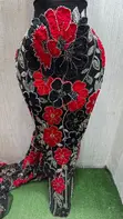 Luxurious Flowery Beaded Lace Fabric - 2