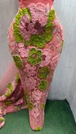 Luxurious Flowery Beaded Lace Fabric - 4