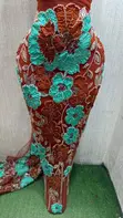 Luxurious Flowery Beaded Lace Fabric - 5