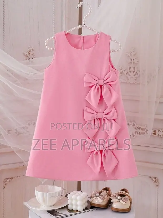 Girls' Pink Bow Dress | Children's Party Dress - 1