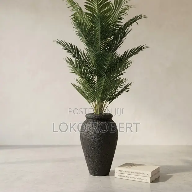 Artificial Autumn Croton Flower in Stone-Finish Vase - 1