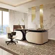 Italian Executive Luxury Leather Boss Office Table Set - 1