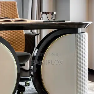Italian Executive Luxury Leather Boss Office Table Set