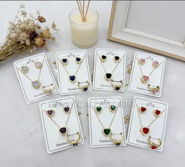 Stainless Steel Heart Jewelry Set - 1