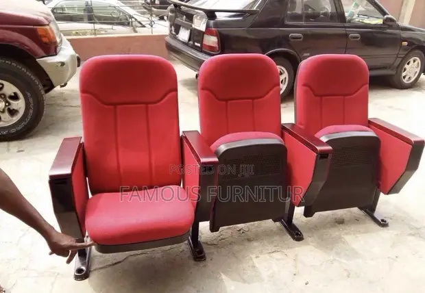 Red Three-Seater Commercial Auditorium Row Chair - 1