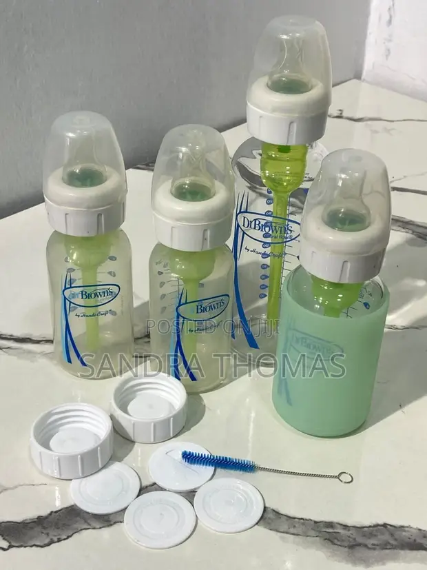 Dr. Browns Plastic & Glass Feeding Bottles with Caps (Used) - 1