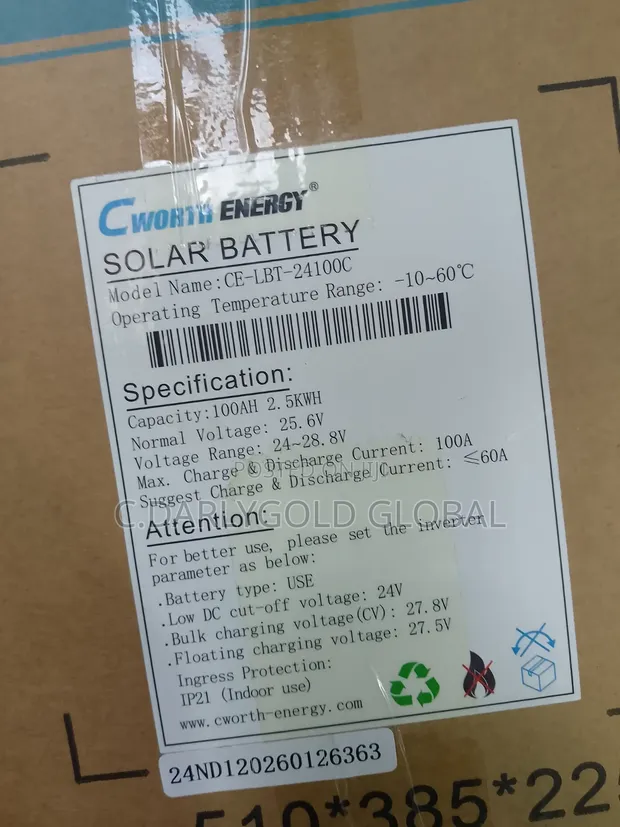 Cworth 2.5kWh 24V 100Ah Lithium Ion Battery - 1
