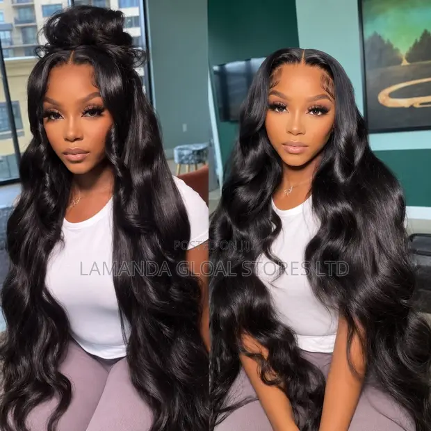 Long Body Wave Middle Part HD Lace Front Human Hair Wig - 1