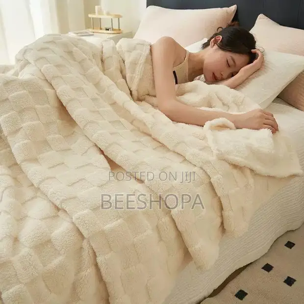 Shu Cotton Velvet Check Jacquard Blanket - 1