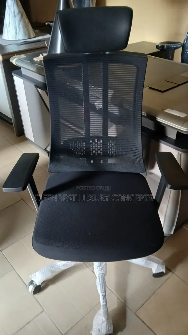 Executive Office Chair with Headrest - Black - 1
