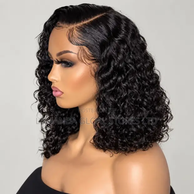 Short Deep Water Wave Side Part HD Lace Front Bob Wig - 1