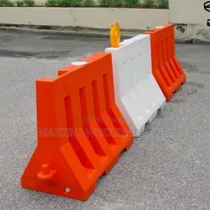 Interlocking Orange & White Plastic Road Safety Barriers