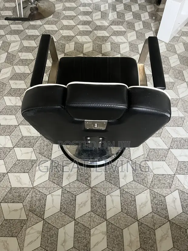 Executive Salon Chair - Black with White Trim - 1