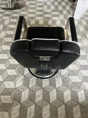 Executive Salon Chair - Black with White Trim