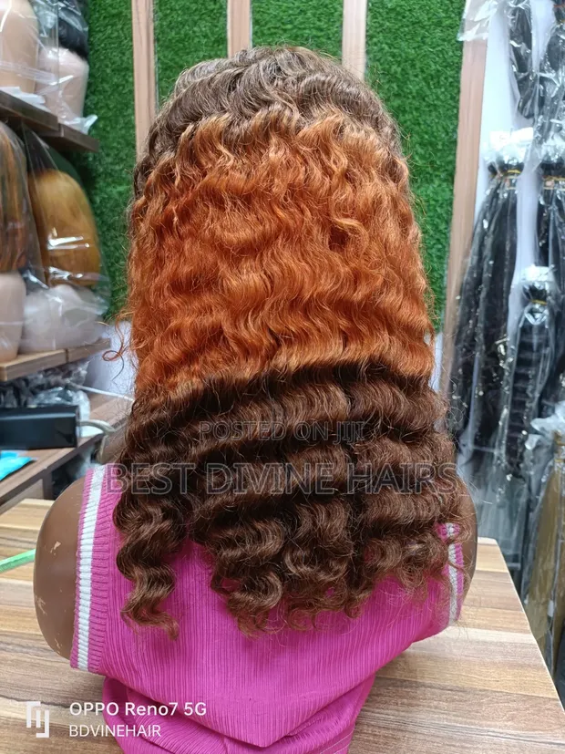 16" 13x4 Deep Wave Human Hair Wig - 3-Toned - 1