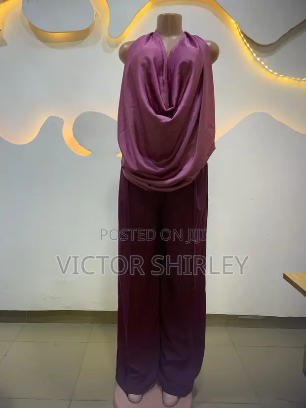 Cowl Neck Top and Palazzo Pants Set - 1