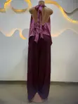 Cowl Neck Top and Palazzo Pants Set - 2