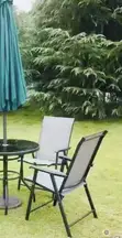 4 Foldable Outdoor Chairs with Umbrella & Table Set - 2
